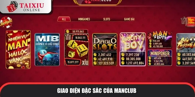 Giao diện bắt mắt của cổng game tài xỉu ManClub